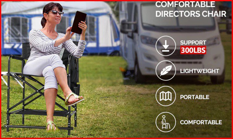 OmySalon Portable Folding Director Chair with Side Table